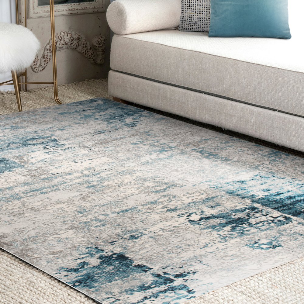 ARIELLA Blue & grey 8 x 10 Indoor Rug. Picture 2