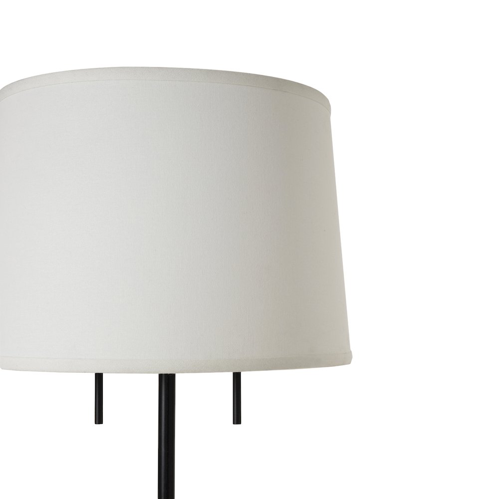 Ruslur 62.75" Tall Matte Black Floor Lamp with Tapered Linen Shade. Picture 5