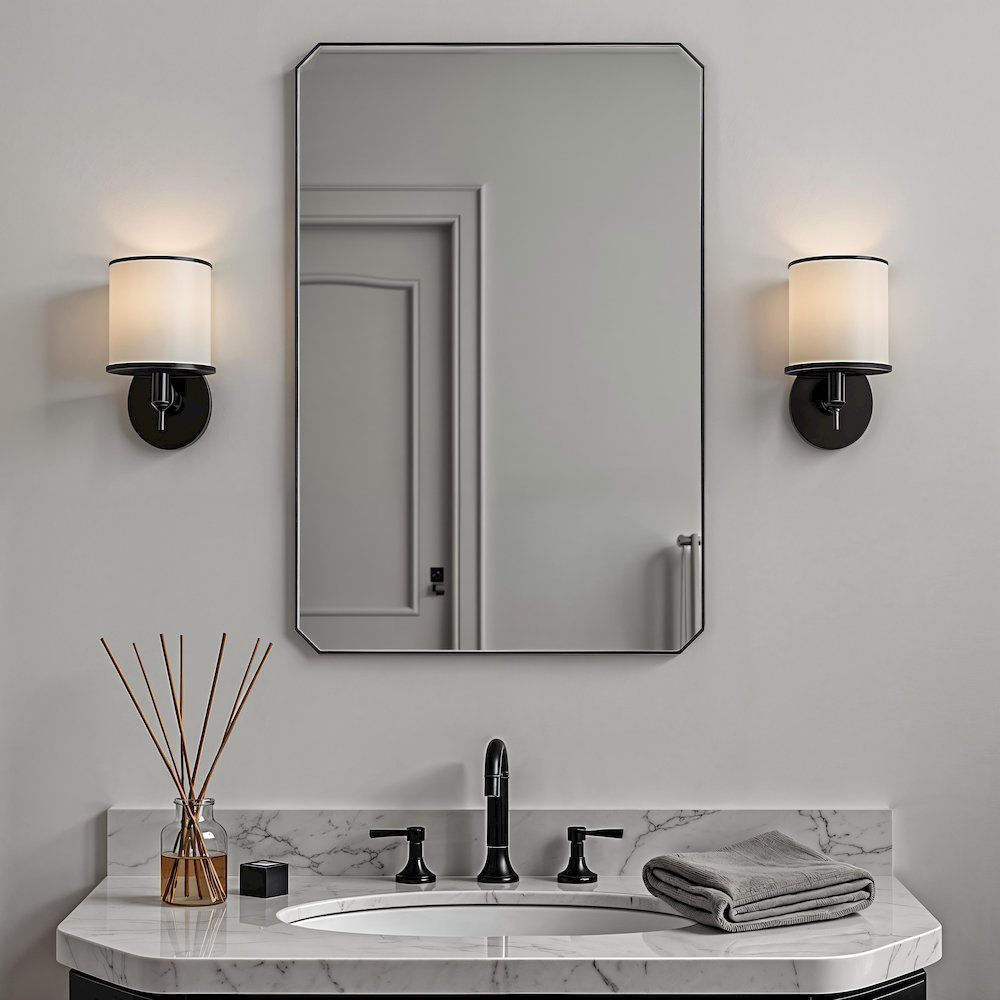 Jace 36" H x 24" W Wall Mirror, Black. Picture 2