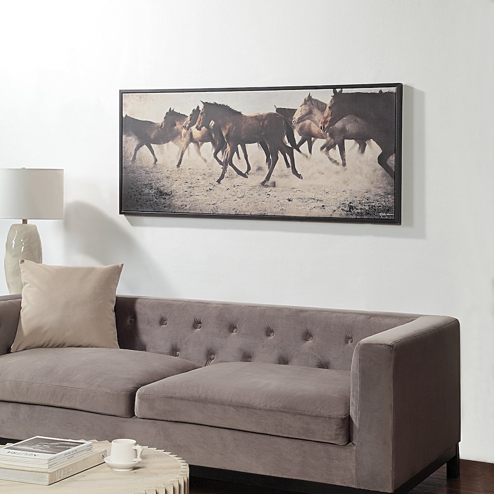 Ares 60" Wide Canvas Art With Wood Frame, Black. Picture 2