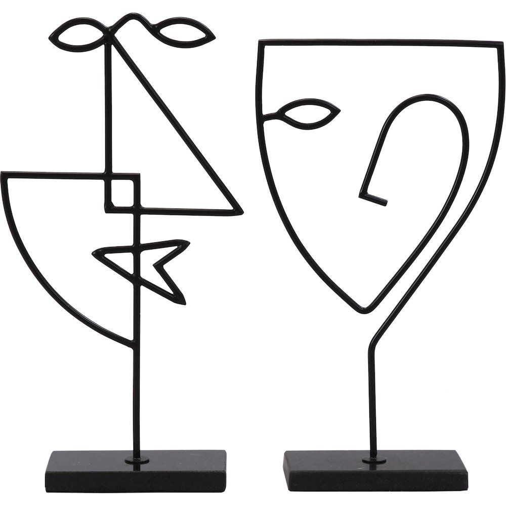 POSIE Matte Black SET OF 2 STATUES. Picture 1