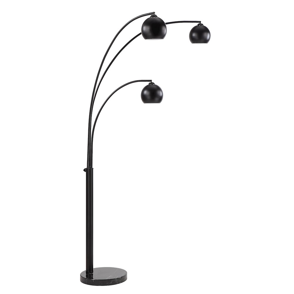 Folia 87" Tall Matte Black Floor Lamp With Dome Iron Shade. Picture 1