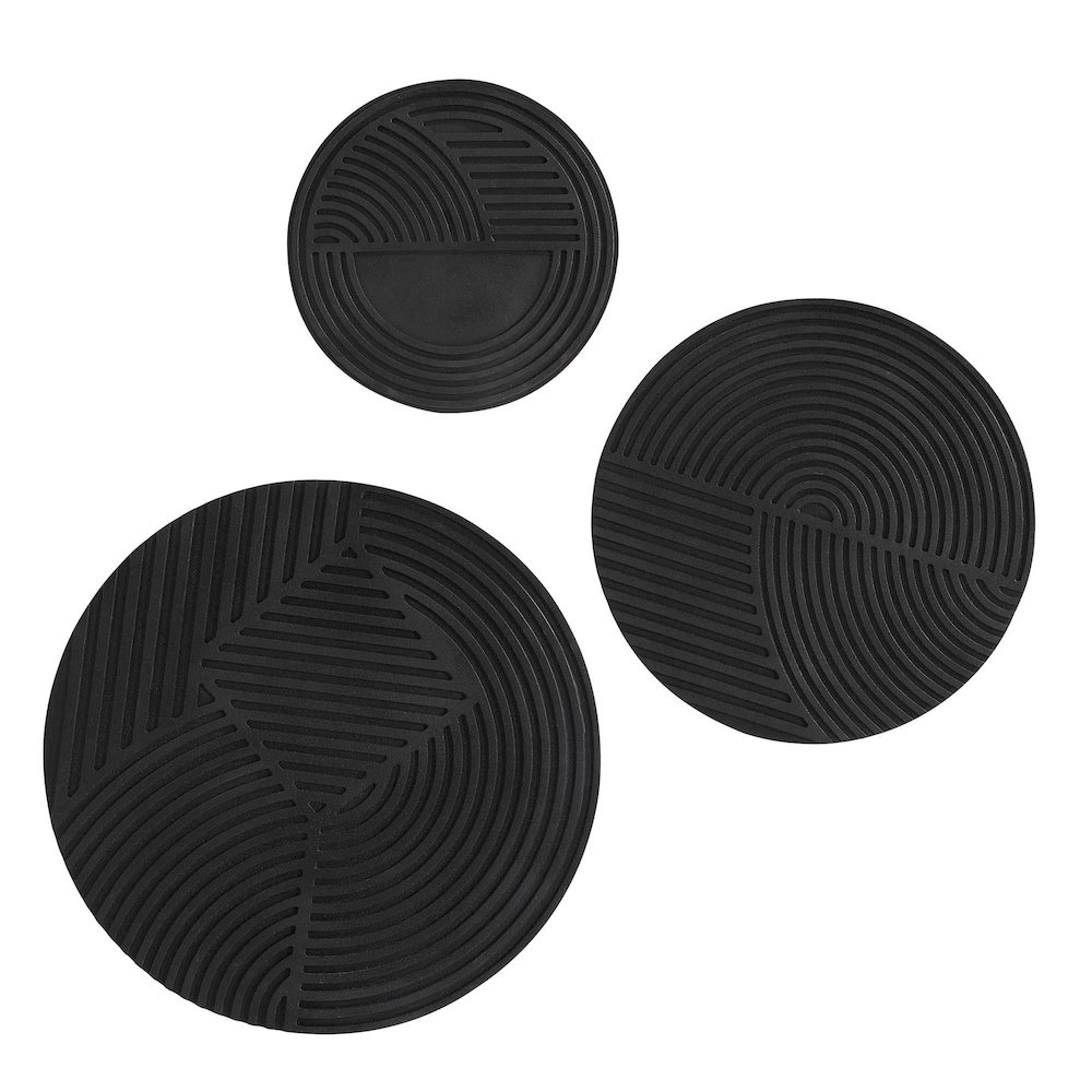 Sofia 3 Piece Wide Wall Art, Matte black. Picture 1