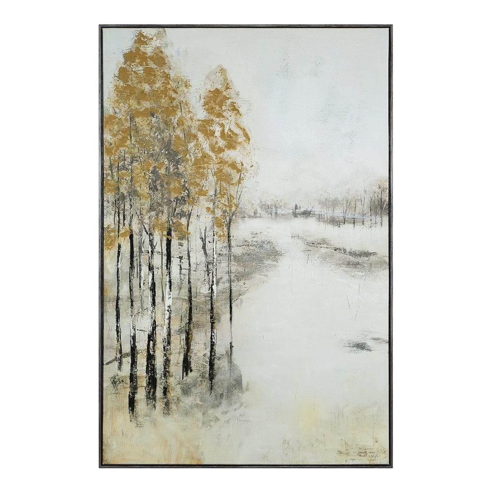 Illia 60" H x 40" W Canvas Art, Beige. Picture 1