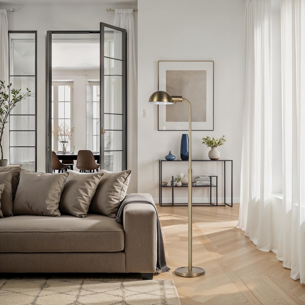 Cos 45-60" ADJ Height Floor Lamp, Dark Antique Brushed Brass. Picture 2