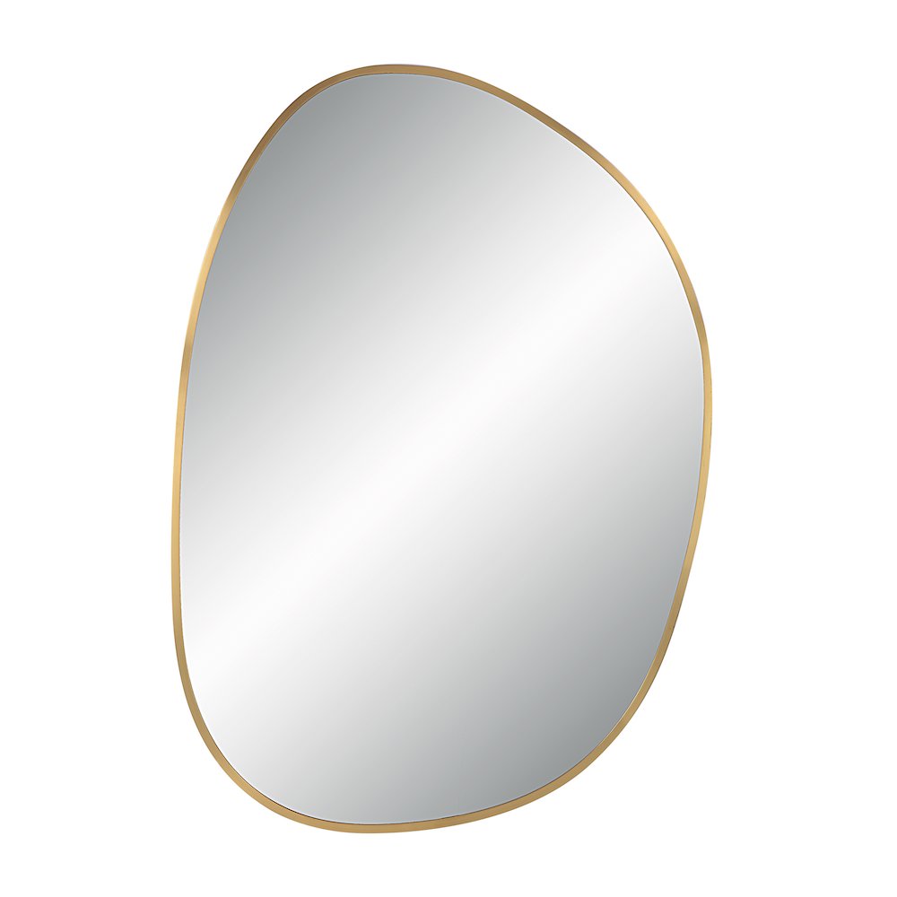Camona 42" Tall Irregular Rectangular Oval Mirror, Satin Brass. Picture 1
