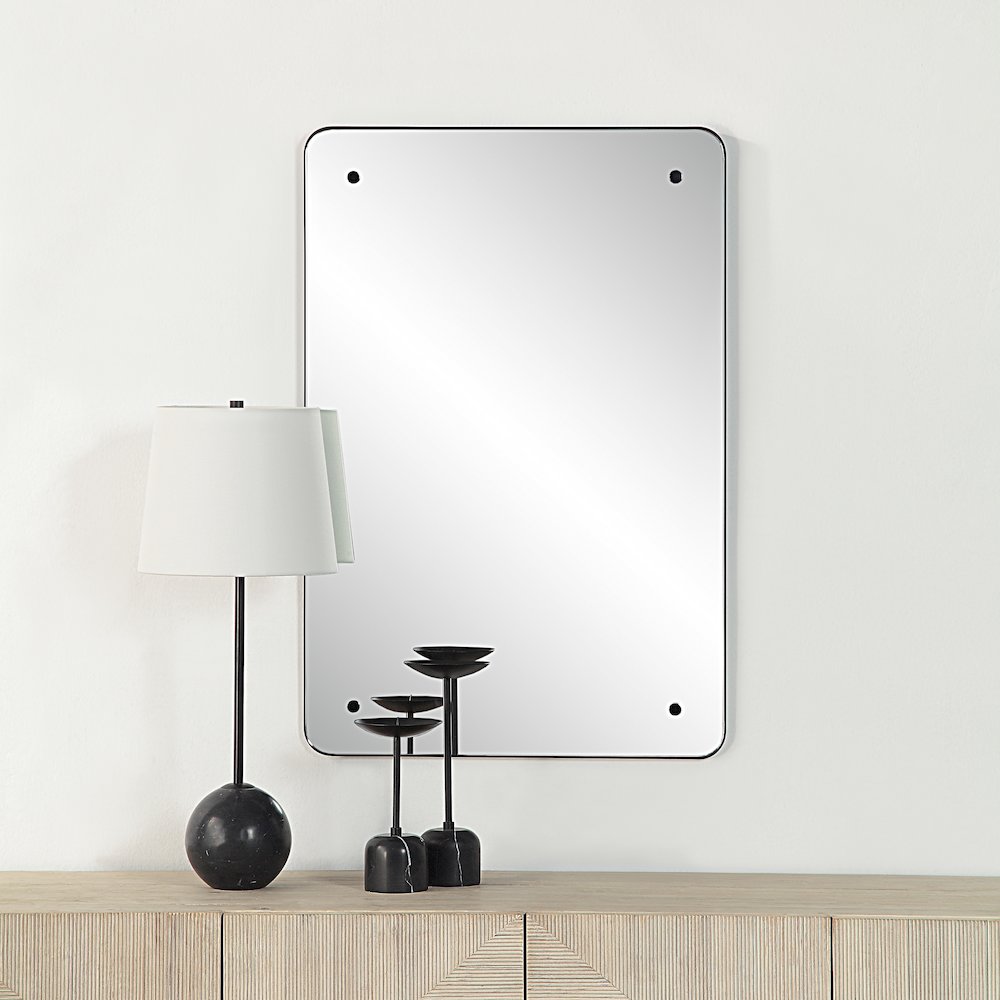 Aine 36" Tall Rectangular Mirror, Matte Black. Picture 2