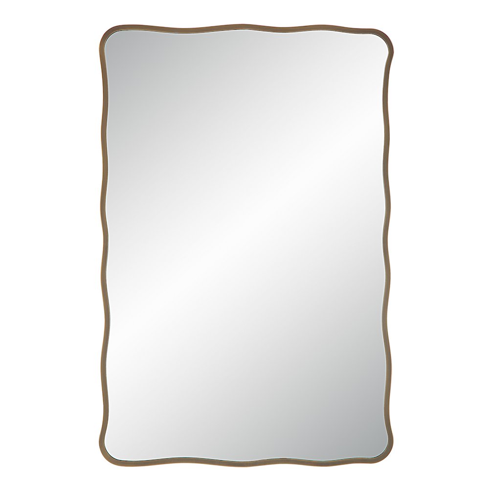 Basel 36" Tall Rectangular Irregular Mirror, Antique Brushed Brass. Picture 1