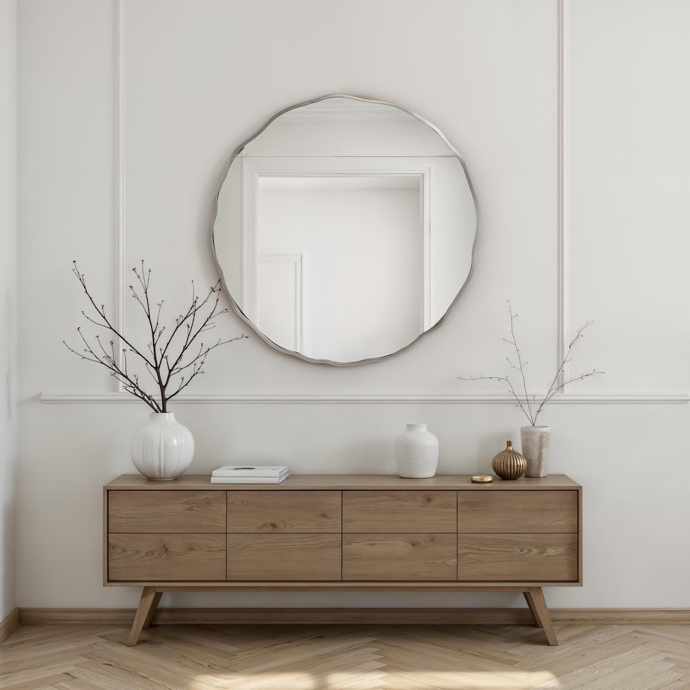 Knox 40" H x 40" W Wall Mirror, Silver. Picture 2