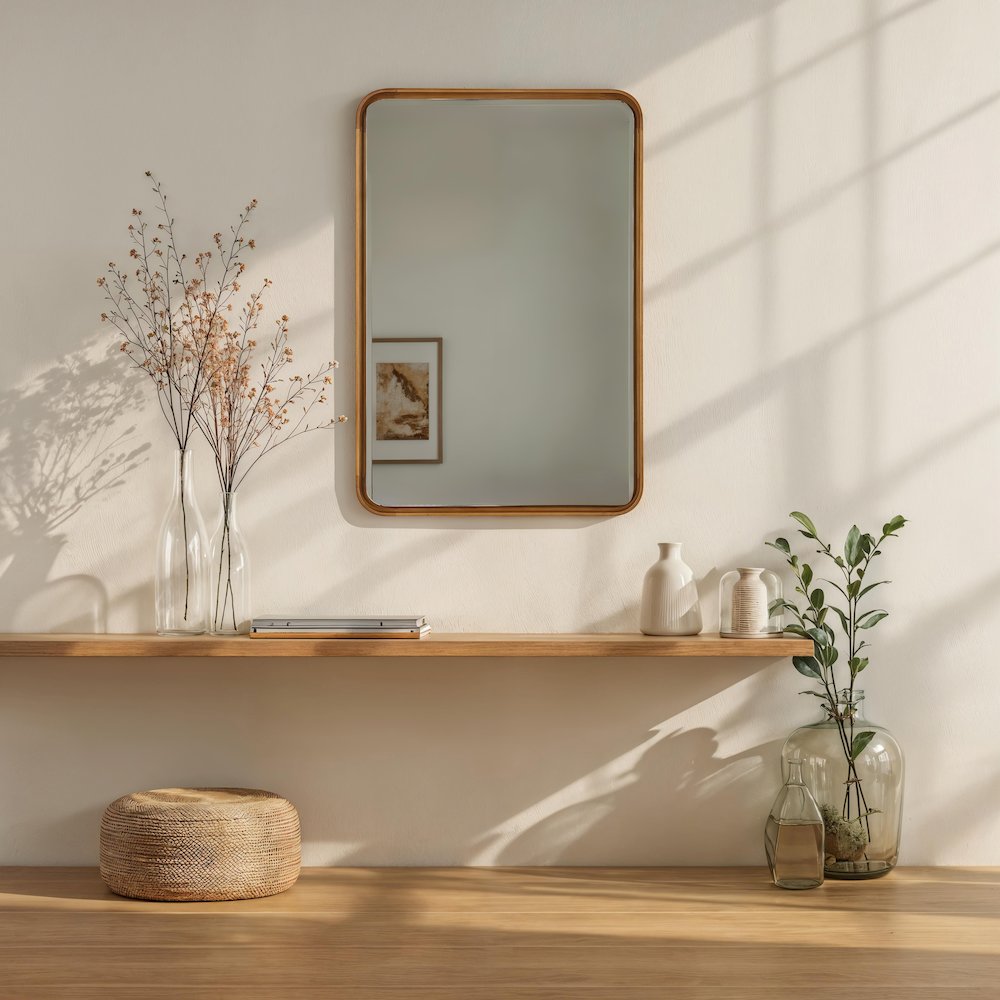 Tillie 36" H x 24" W Wall Mirror, Beige. Picture 2