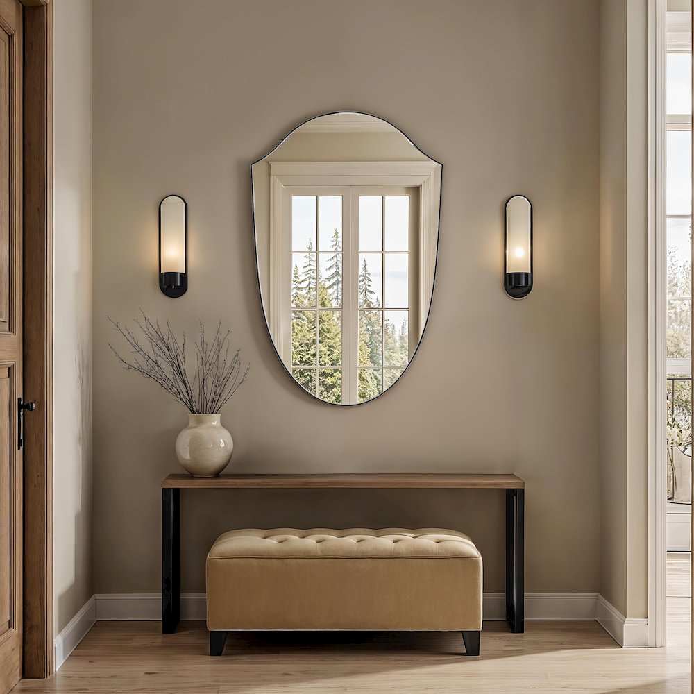 Ryker 40" H x 26" W Wall Mirror, Black. Picture 2
