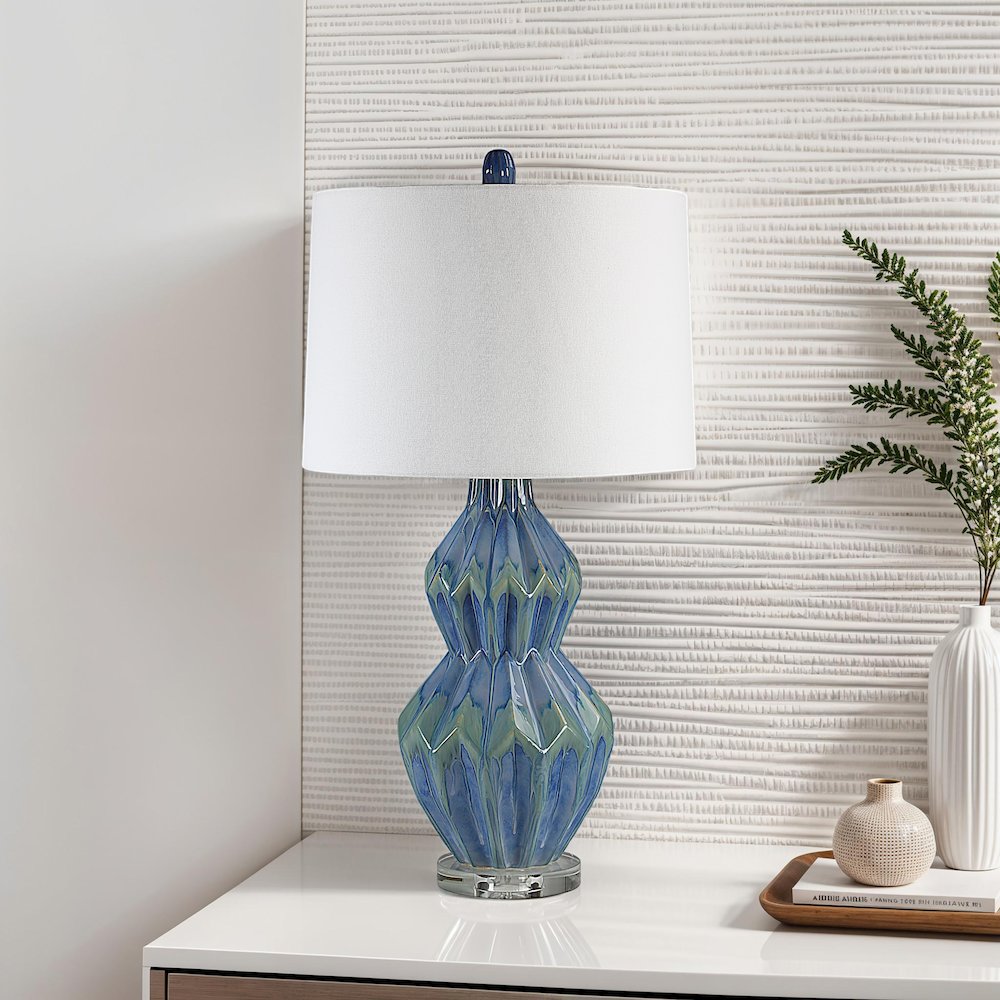 Serres 29.44" Height Table Lamp, Blue. Picture 2