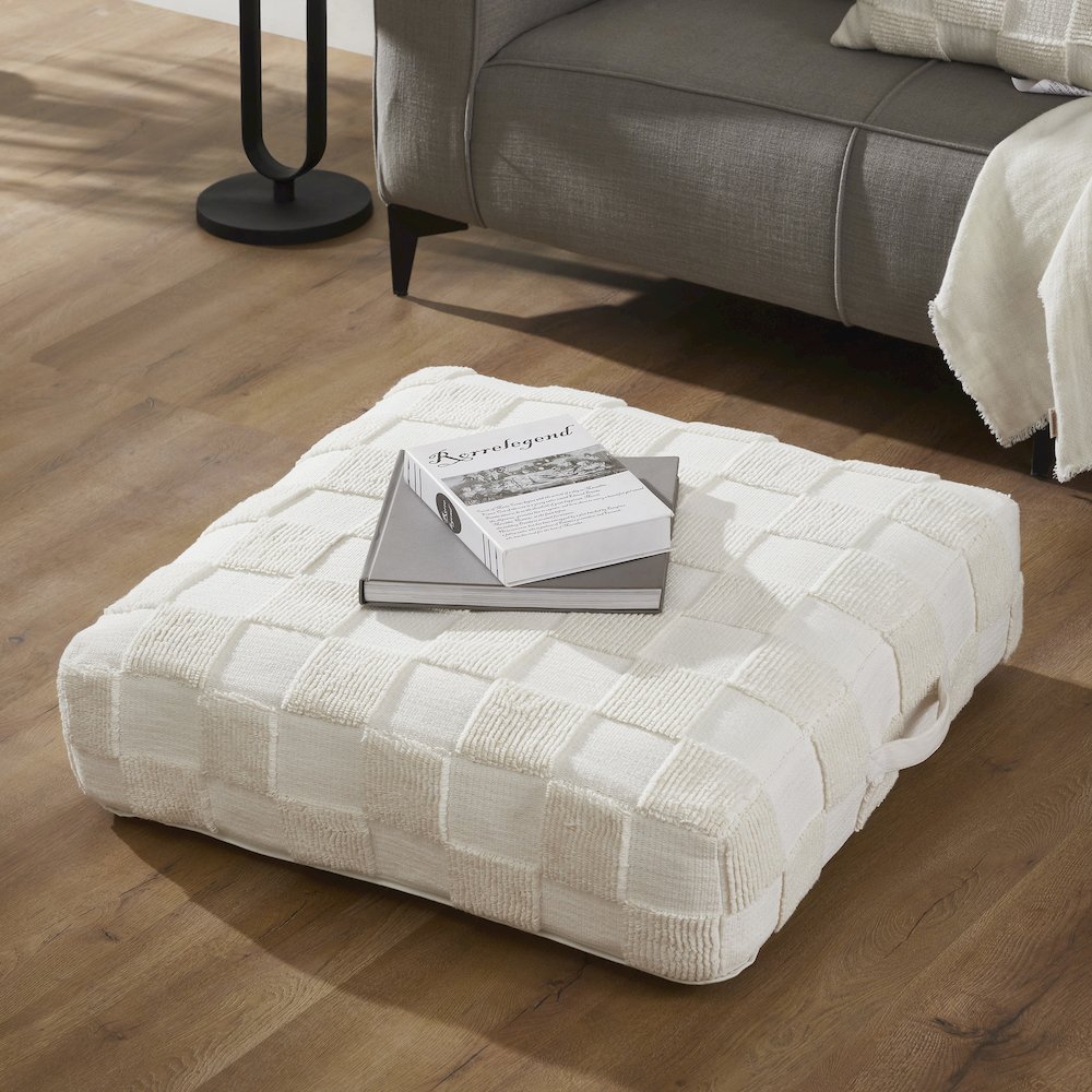 Persona Floor Pouf In White Color. Picture 2