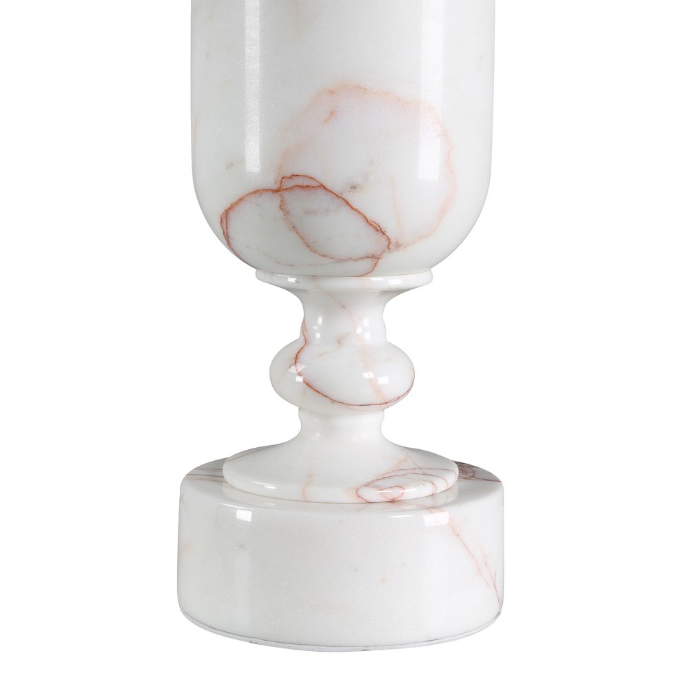 Katn 26" Tall White Botochino Marble Table Lamp with Tapered Linen Shade. Picture 4