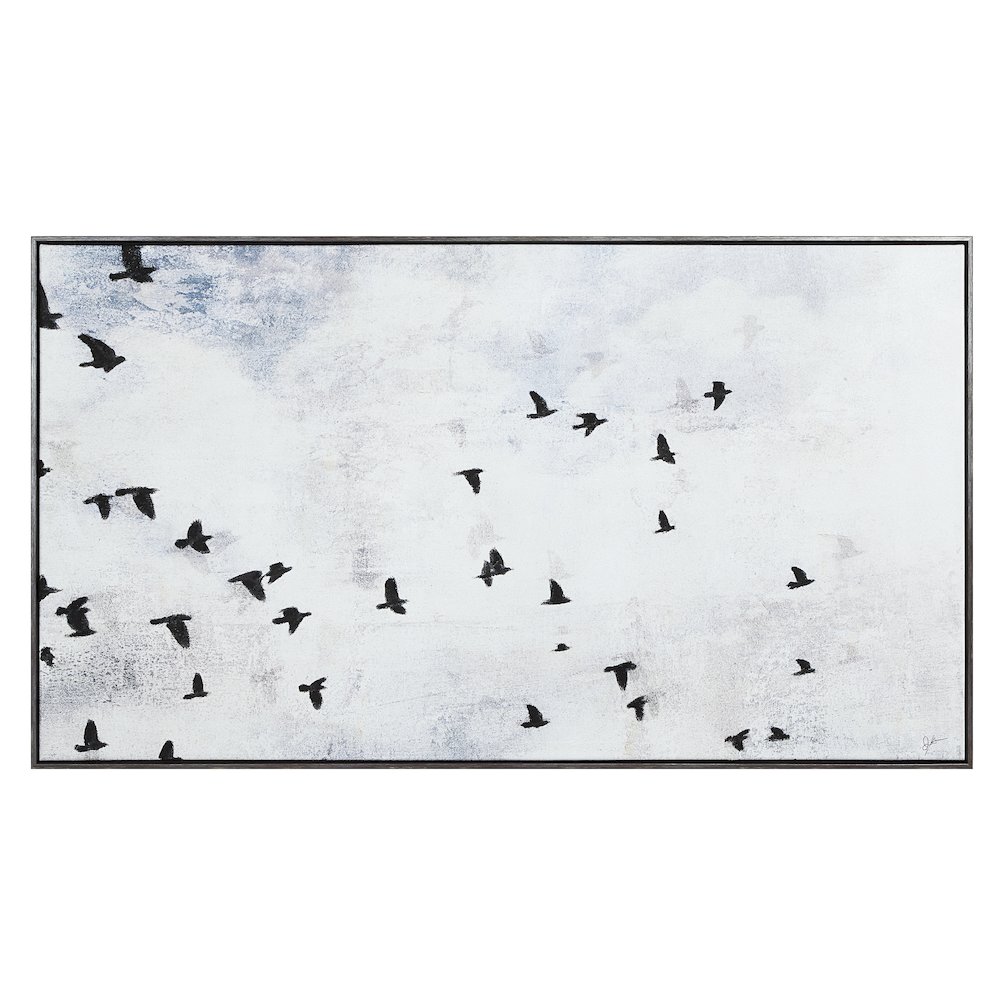Paz 30" H x 55" W Canvas Art, Blue. Picture 1