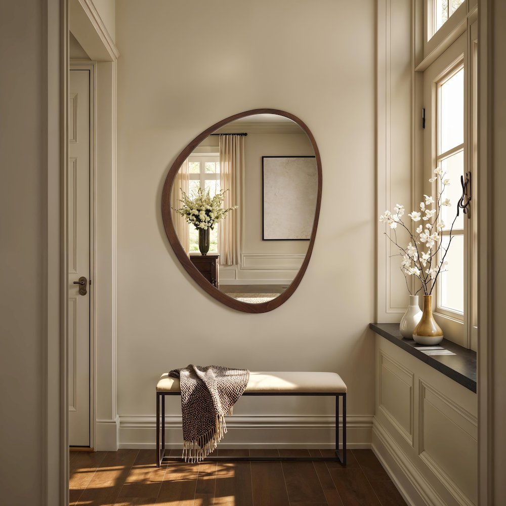 Borago 46" H x 36" W Wall Mirror, Brown. Picture 2
