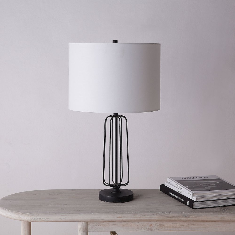 Shadia 24.75" Length Table Lamp- Set of two, Matte Black. Picture 2