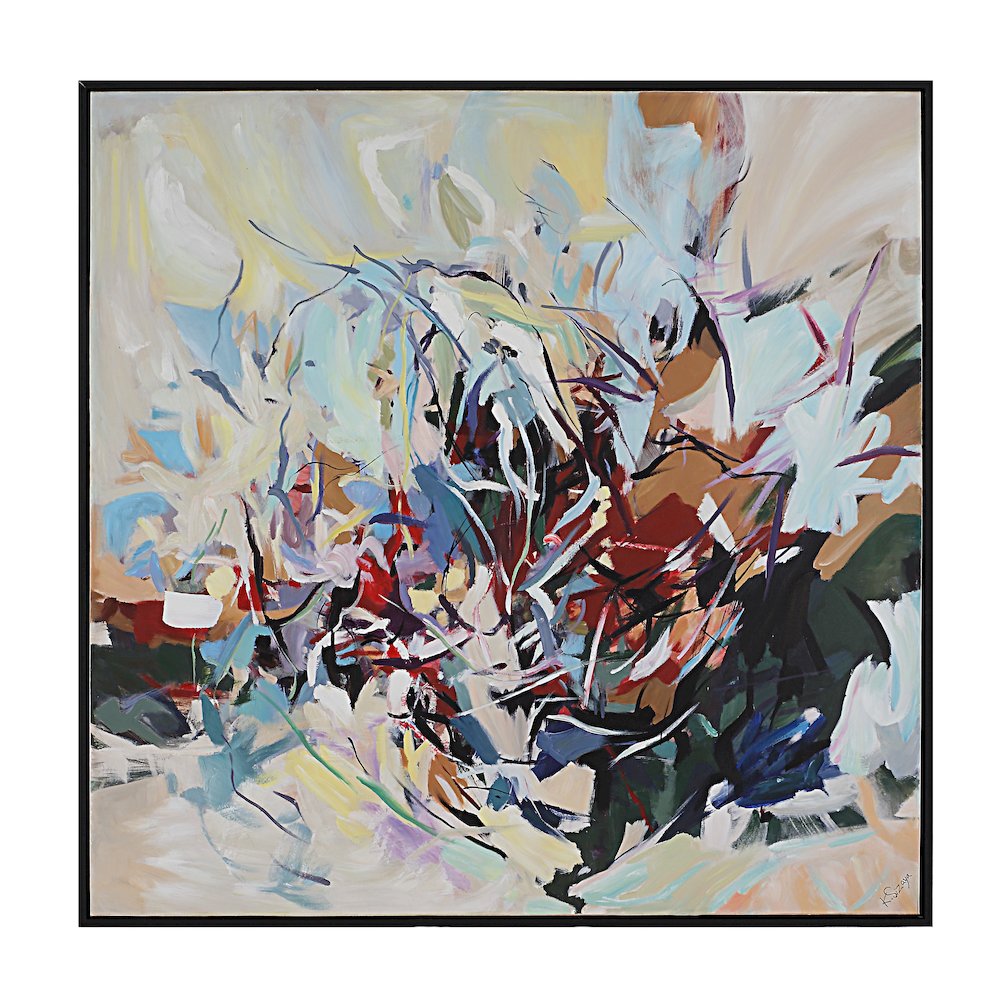 Iman 50" H x 50" W Canvas Art, White. Picture 1
