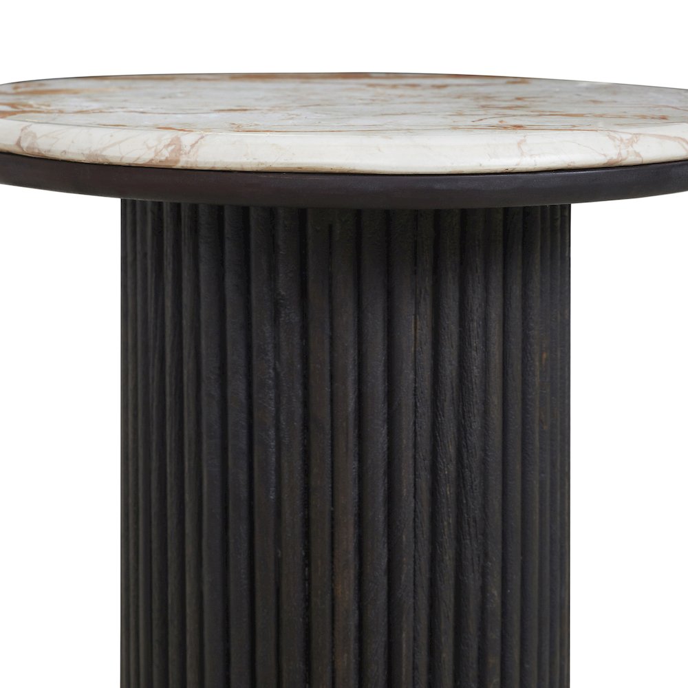 Alessio Indoor Breccia Marble Side Table, Walnut. Picture 2