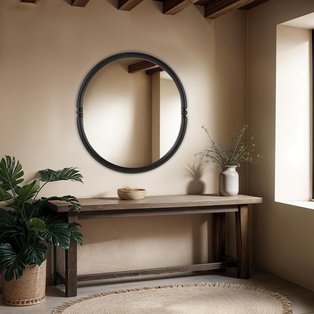 Ditto 40" H x 36" W Wall Mirror, Black. Picture 2