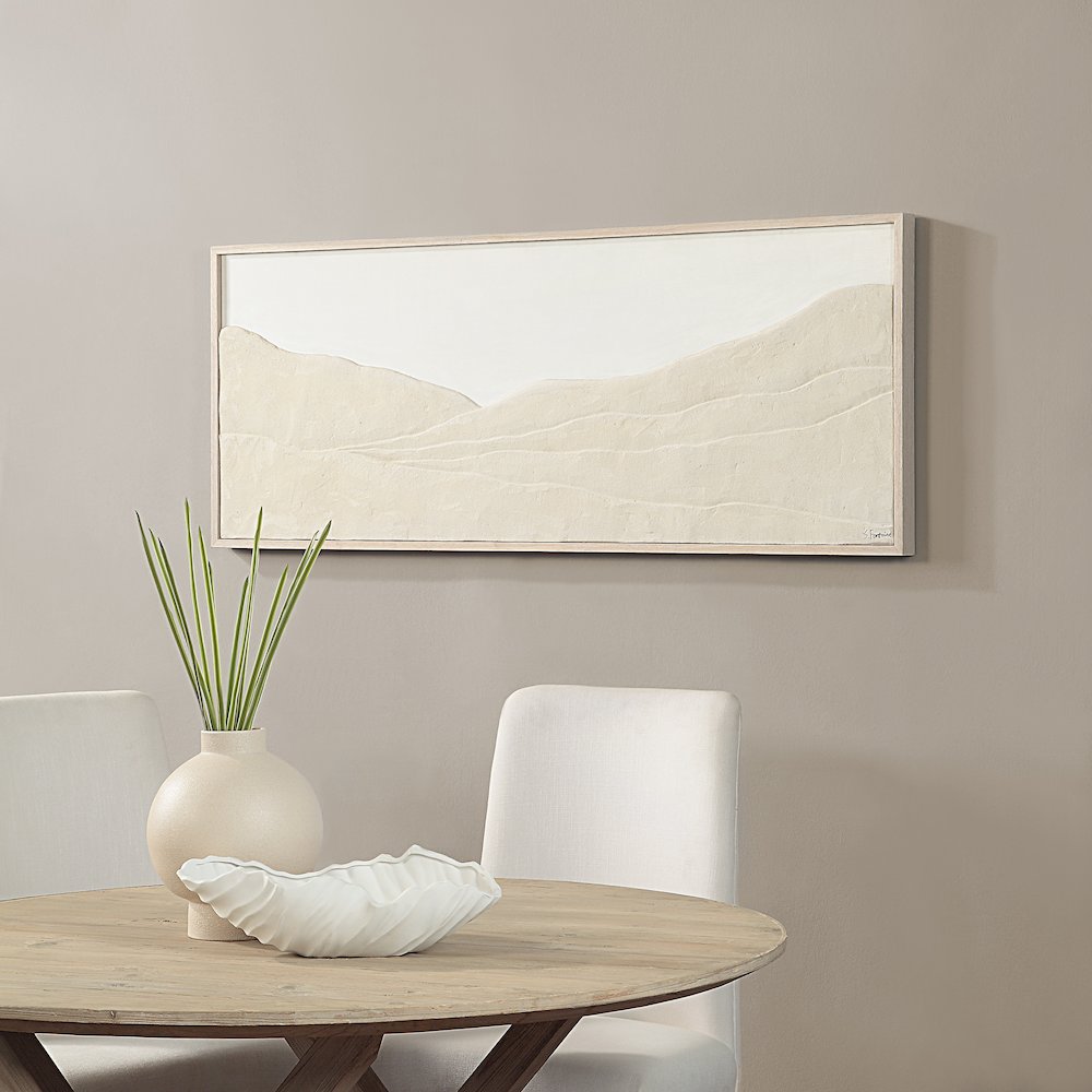 Bobier 60" Wide Wall Art With Wood Frame, Cream. Picture 2