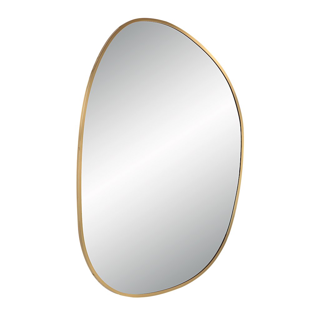 Camona 42" Tall Irregular Rectangular Oval Mirror, Satin Brass. Picture 3