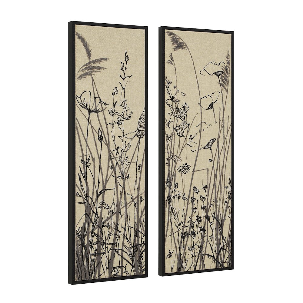 Karolina 15" Wide Canvas Art with Wood Frame, Black (2 Piece Set). Picture 2
