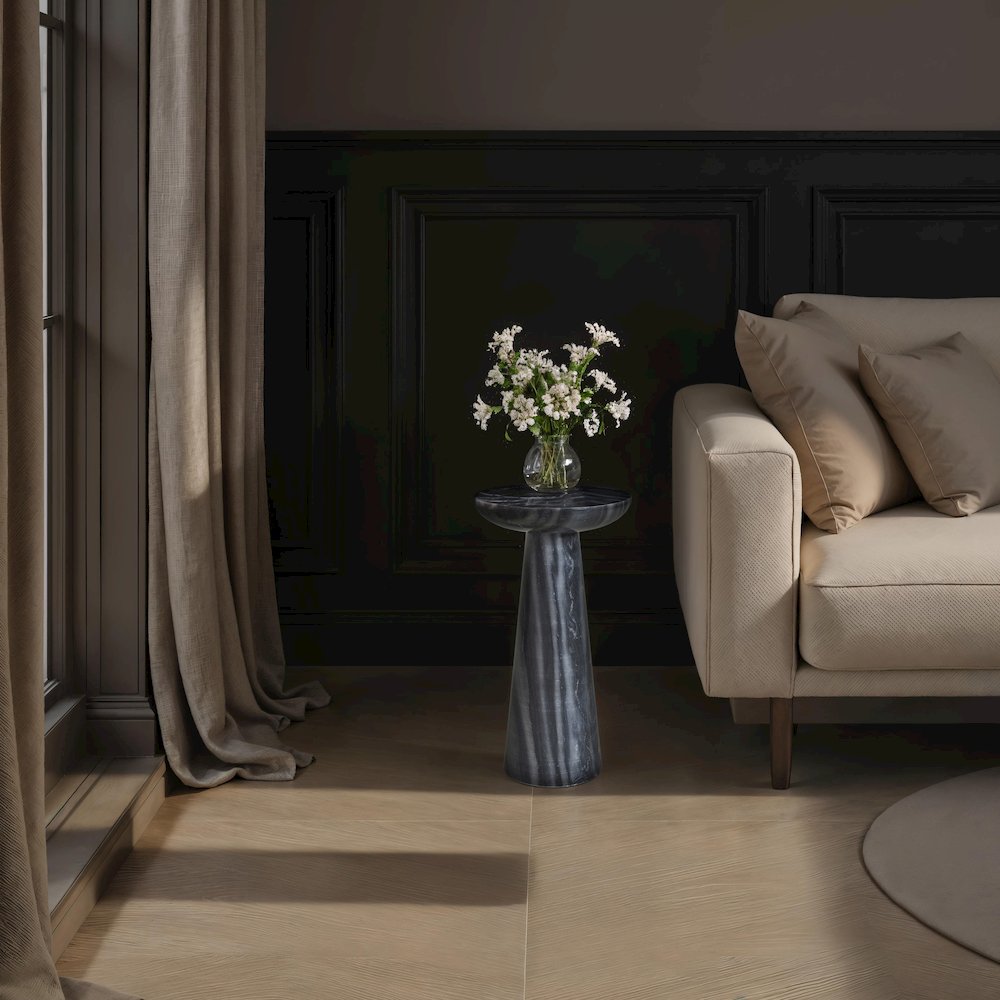 Mercura Indoor Toronto Brown Marble Side Table. Picture 4