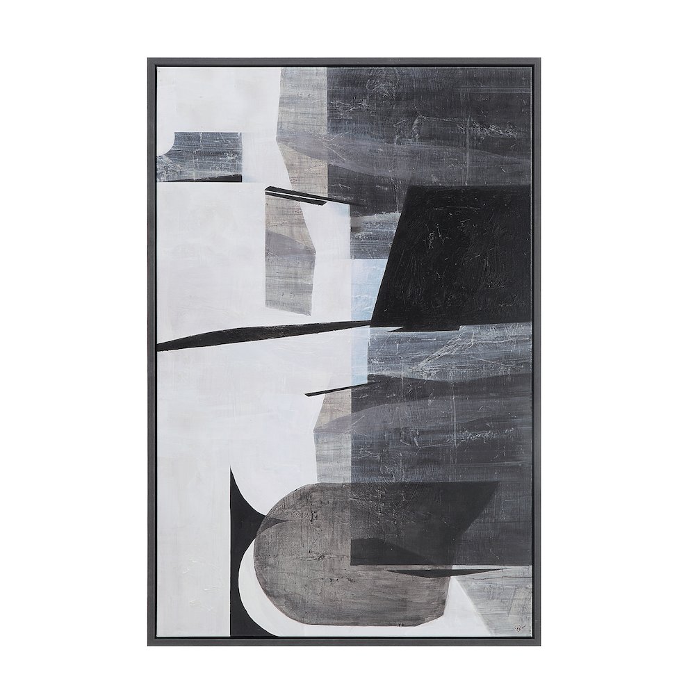 Elliott 60" Wide Canvas Art With Wood Frame, Charcoal Black. Picture 1