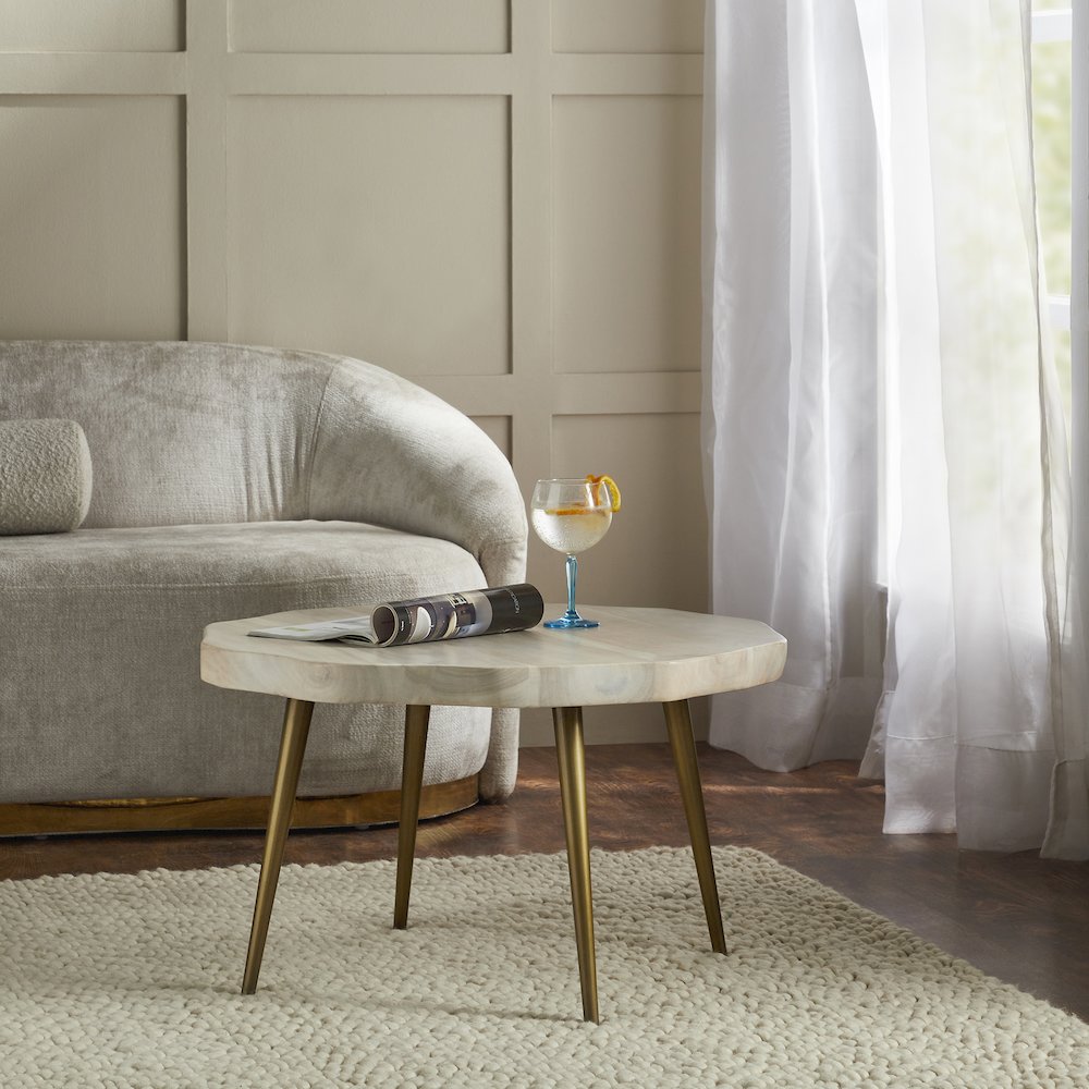 Core Indoor Acacia Wood Table, White. Picture 2