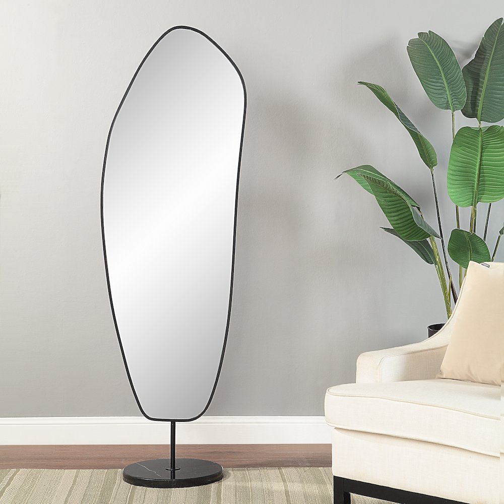 Arlon 70" Tall Irregular Mirror, Matte Black. Picture 2