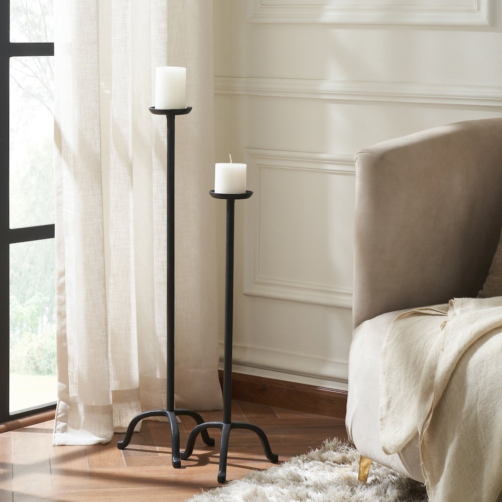 Agra Candle Holder, Matte Black. Picture 2