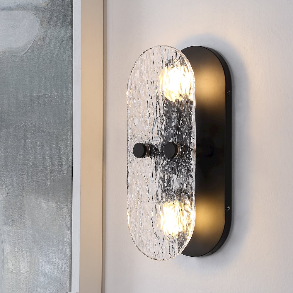 Noci 12" 2-Light Wall Sconce In Black Color. Picture 2