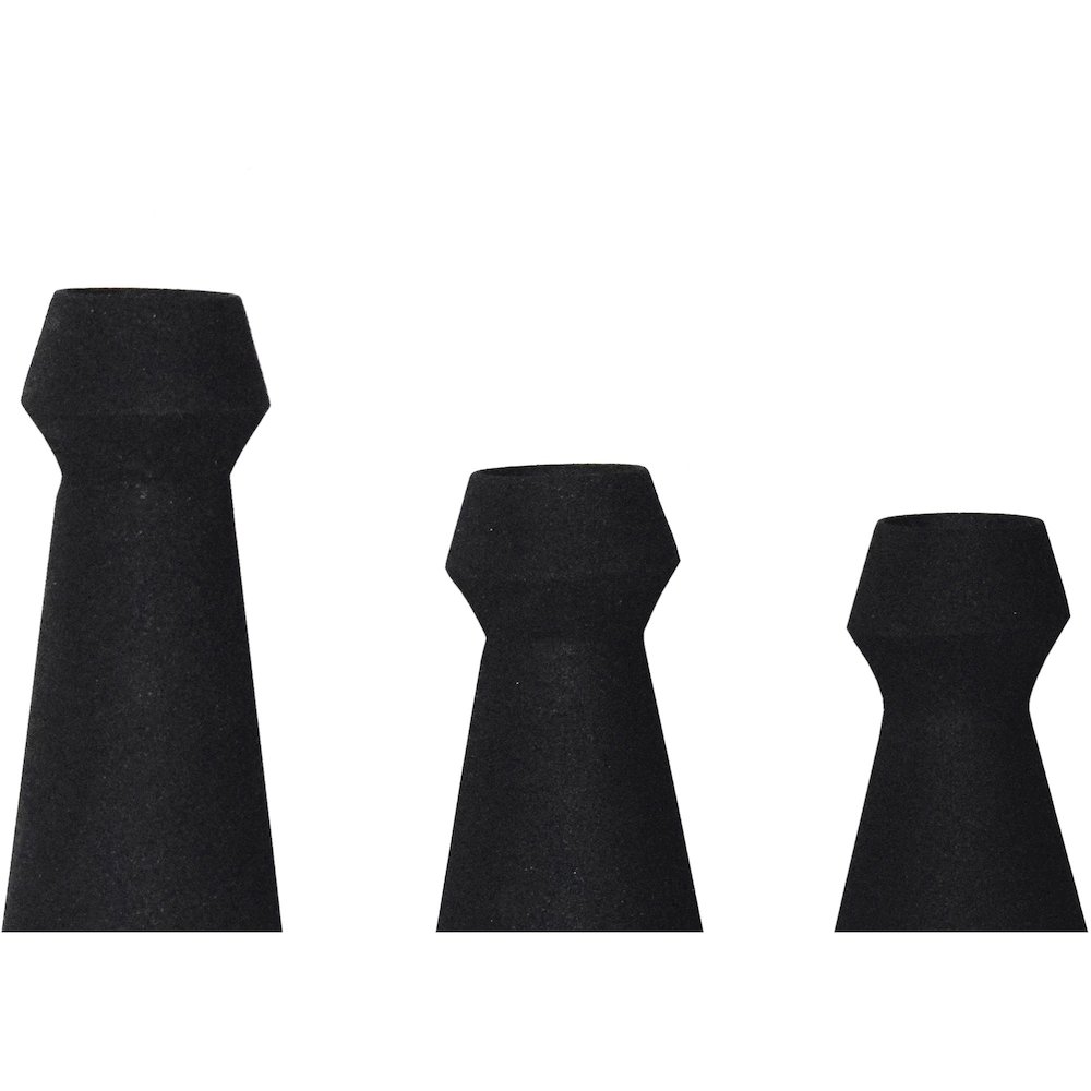 GRANFELD Textured Matte Black SET OF 3 VASES. Picture 4
