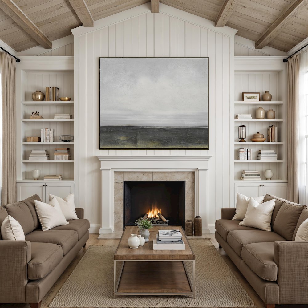 Cielo 60" Wide Canvas Art with Wood Frame, Black Oak. Picture 4