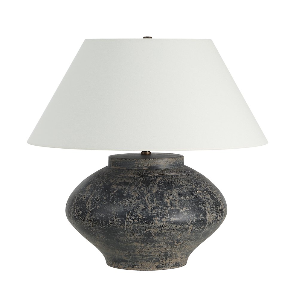 Patina 20.5" Tall Distressed Charcoal & Beige Ceramic Table Lamp. Picture 1
