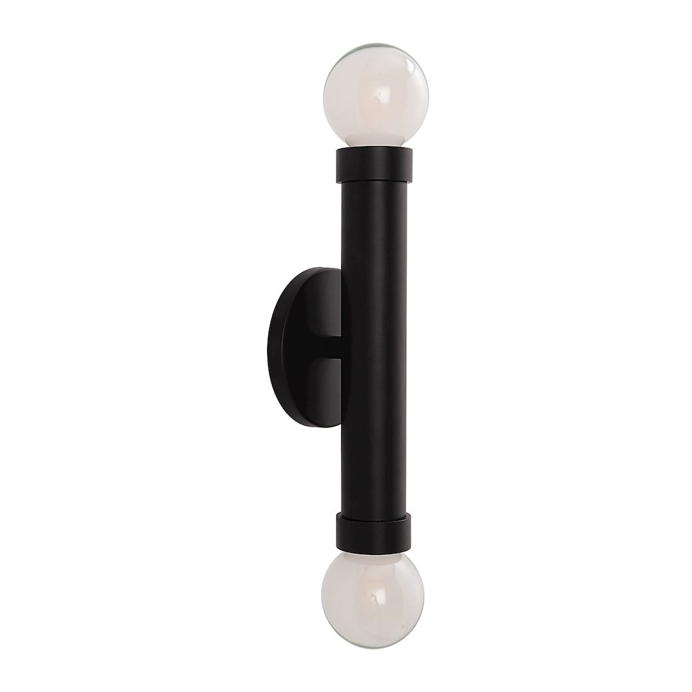 Alika 12" Powder Coated Matte Black 2-Light Wall Sconce. Picture 1