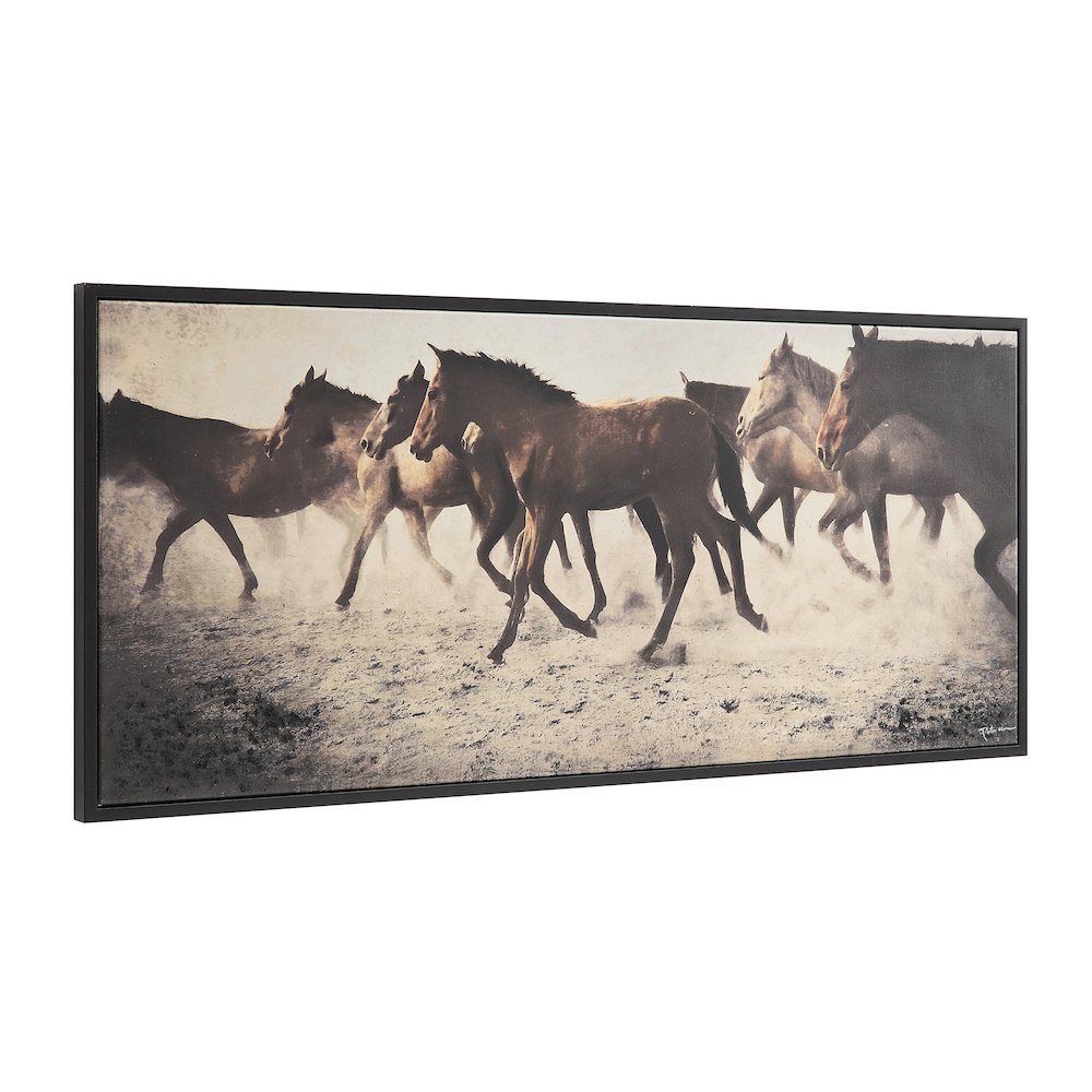 Ares 60" Wide Canvas Art With Wood Frame, Black. Picture 3
