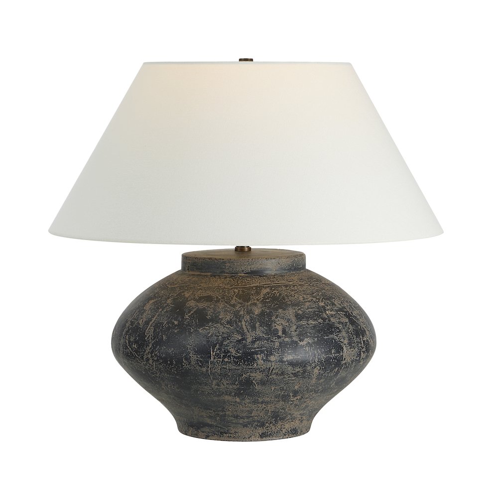 Patina 20.5" Tall Distressed Charcoal & Beige Ceramic Table Lamp. Picture 2