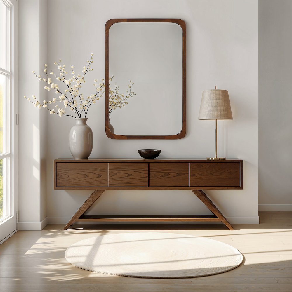 Sisley 36" H x 24" W Wall Mirror, Brown. Picture 4