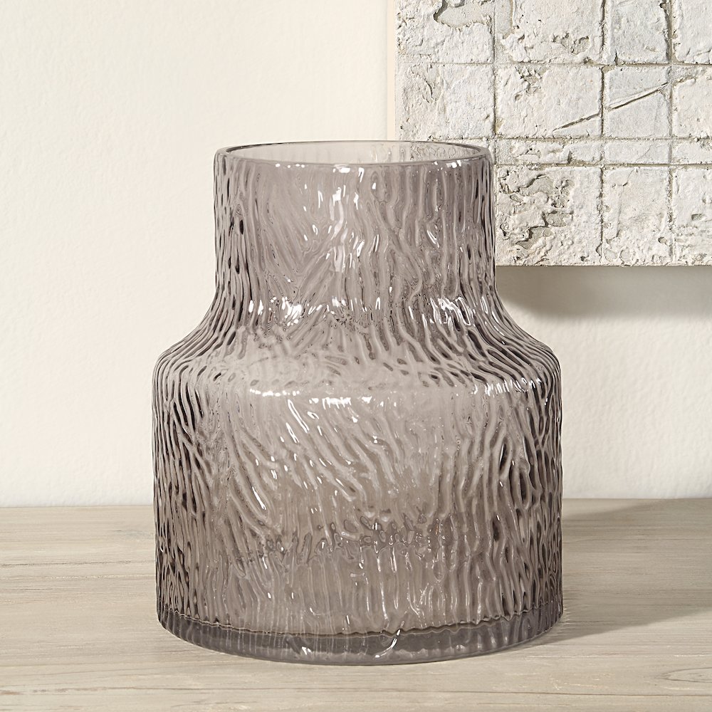 Hyacinth Glass Vase In Grey Color. Picture 2