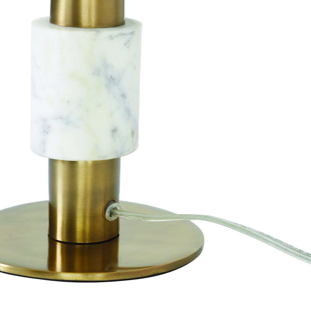 Pirot 27" Tall Antique Brushed Brass Iron Table Lamp With Tapered Linen Shade. Picture 6