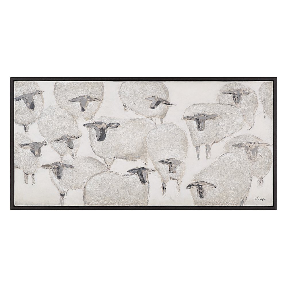 Shah 60" Wide Canvas Art With Wood Frame, Dark Grey. Picture 1