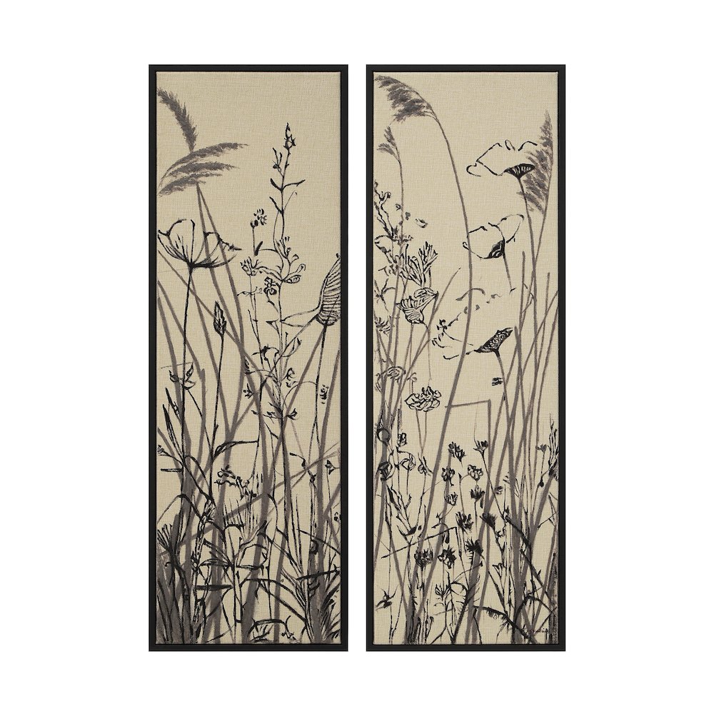 Karolina 15" Wide Canvas Art with Wood Frame, Black (2 Piece Set). Picture 1