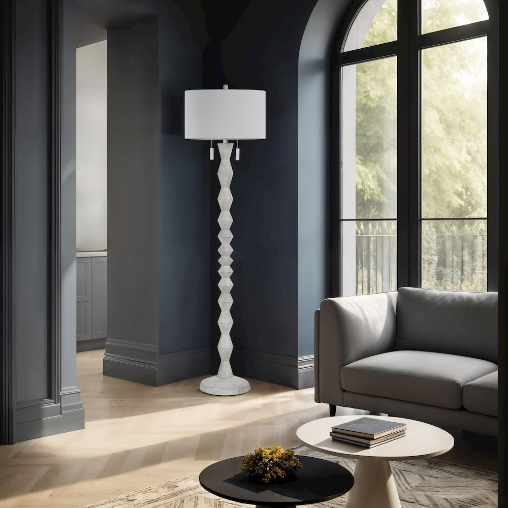 Sorriso 75.0" Height Floor Lamps, White Wood Texture. Picture 2