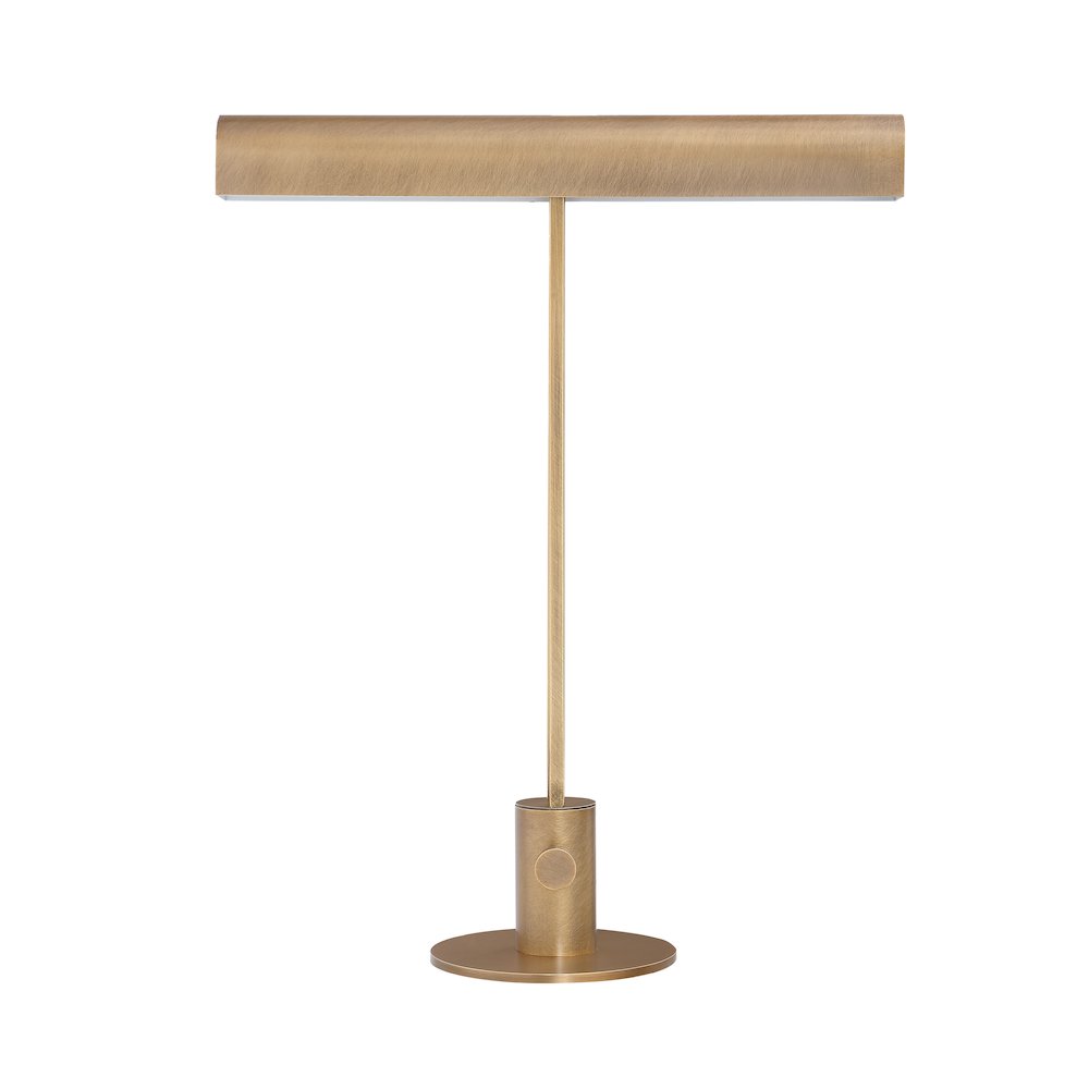 Storn 20.25" Tall Vintage Brass Iron Table Lamp with Tube Iron Shade. Picture 1