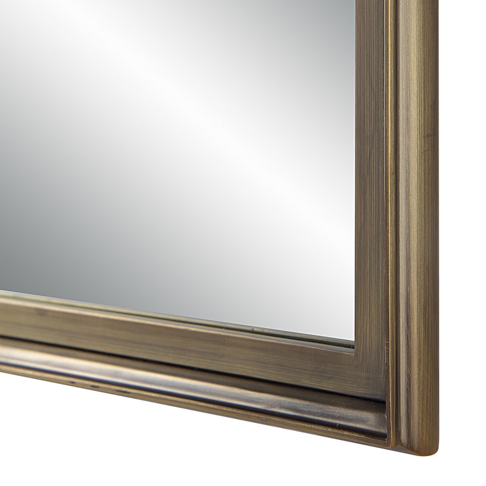 Sandcastle 36" Tall Rectangular Mirror, Antique Brushed Brass. Picture 5