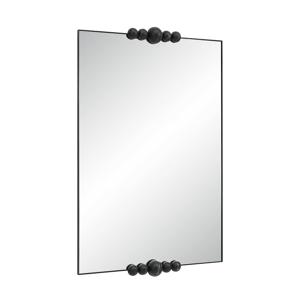 Cosmos 45" H x 30" W Wall Mirror, Matte Black Marble. Picture 2