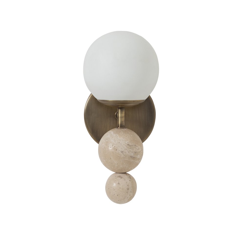 Celestia 10.5" Matte Antique Brass Beige 1-Light Wall Sconce. Picture 1