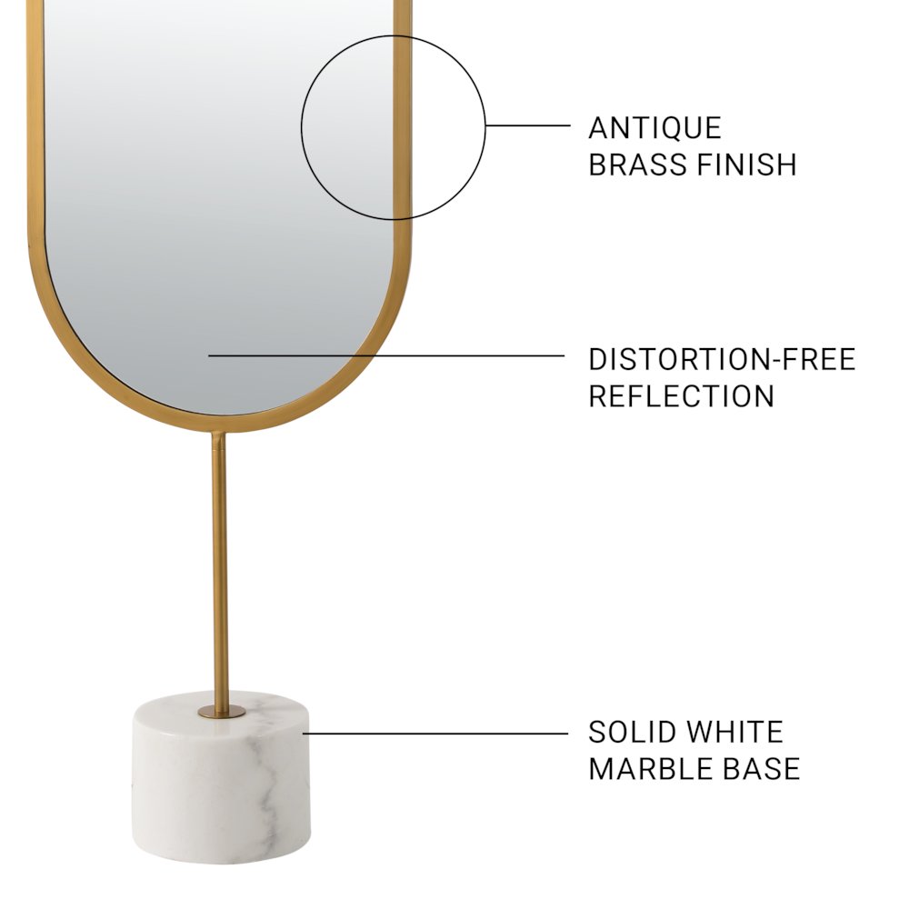 Taio 19 inches x 70 inchesOval Antique Brass Framed Mirror. Picture 6